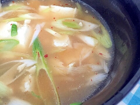 豆腐とネギのキムチスープ♡